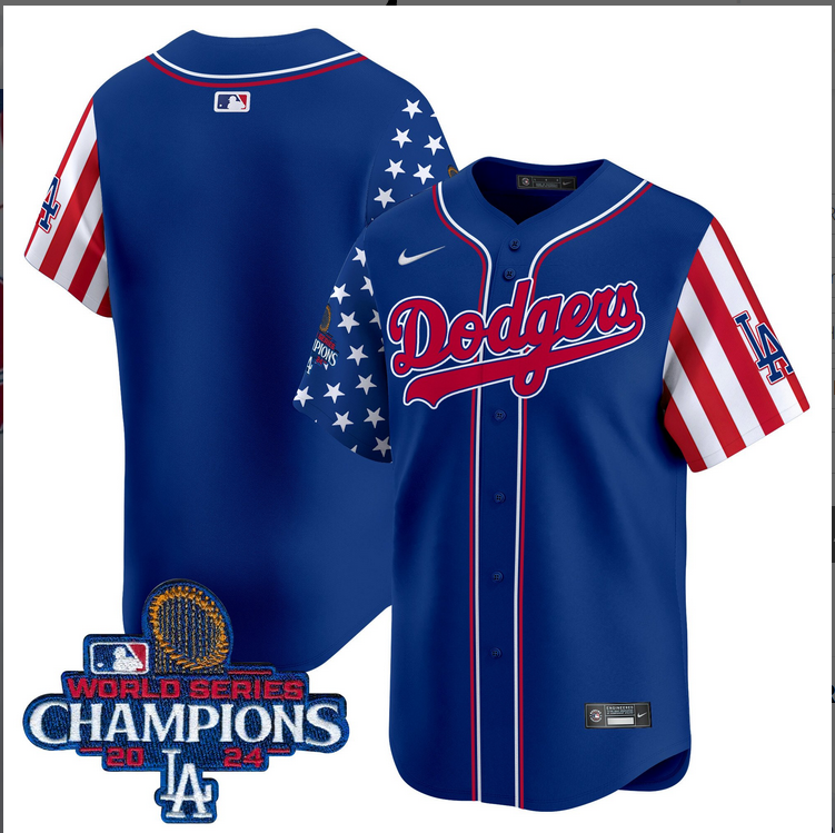 Men MLB Los Angeles Dodgers blank American Style blue 2024 World Series Champions  Limited Jersey->los angeles dodgers->MLB Jersey